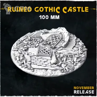 Описание картинки Готические базы 100мм (Ruined gothic castle) 1шт. от Print and play по цене 800руб | Свободный Рынок Миниатюр - СРМ