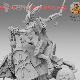 Описание картинки Skullmaster, Herald of Khorne on Juggernaut от 3Д печать миниатюр по цене 878руб | Свободный Рынок Миниатюр - СРМ