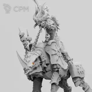 Описание картинки Herald of Khorne on Juggernaut от Studio Cockatoo по цене 908руб | Свободный Рынок Миниатюр - СРМ