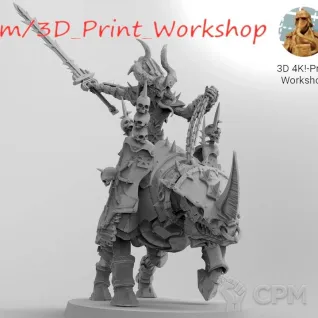Описание картинки Skullmaster, Herald of Khorne on Juggernaut от 3Д печать миниатюр по цене 878руб | Свободный Рынок Миниатюр - СРМ