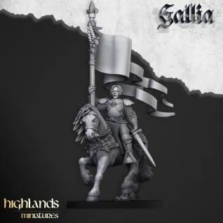 Описание картинки Bretonnia Standard bearer of the Army от Knight of Light по цене 385руб | Свободный Рынок Миниатюр - СРМ
