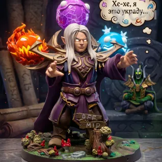 Описание картинки Фигурка Юный Инвокер Дота 2 (дарк артистри) от Flameborn_Minis по цене 8 000руб | Свободный Рынок Миниатюр - СРМ