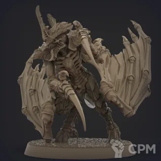 Описание картинки Winged Tyranid Prime (copy GW) / Крылатый Тиранид Прайм (копия GW, база в комплекте) от Кузница Миниатюр по цене 390руб | Свободный Рынок Миниатюр - СРМ