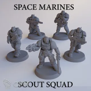 Описание картинки Набор миниатюр Warhammer 40000 Adeptus Astartes: Scout Squad / Космодесант: Отряд Скаутов от Лавка Приключенца по цене 499руб | Свободный Рынок Миниатюр - СРМ