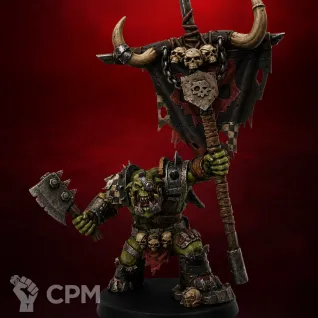 Описание картинки Orkaz Bearer Boss орк Warhammer 40k миниатюра для покраски, база 50 мм в комплекте от 3DSprint по цене 700руб | Свободный Рынок Миниатюр - СРМ