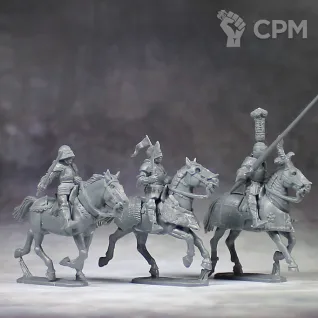 Описание картинки WR40  Mounted Men at Arms  1450-1500 от Base 28 по цене 3 500руб | Свободный Рынок Миниатюр - СРМ