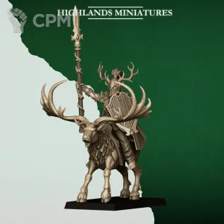 Описание картинки Mounted Feral Elf Lord on Feral Stag от 3DPrintClub по цене 250руб | Свободный Рынок Миниатюр - СРМ