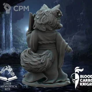 Описание картинки Кицунэ | Коллекционная миниатюра 70 мм от Blood Carrot Knights по цене 1 350руб | Свободный Рынок Миниатюр - СРМ