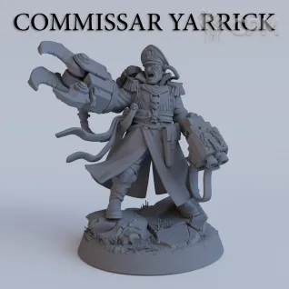 Описание картинки Astra Militarum: Commissar Yarrick / Комиссар Яррик Имперской Гвардии / Warhammer 40000 от Лавка Приключенца по цене 399руб | Свободный Рынок Миниатюр - СРМ