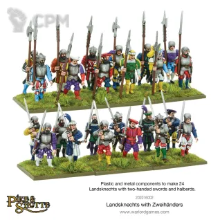 Описание картинки Landsknechts with Zweihanders от Base 28 по цене 3 438руб | Свободный Рынок Миниатюр - СРМ