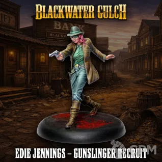Описание картинки Эди Дженнингс - Edie Jennings - Gunslinger Recruit от Критикал Принт по цене 170руб | Свободный Рынок Миниатюр - СРМ