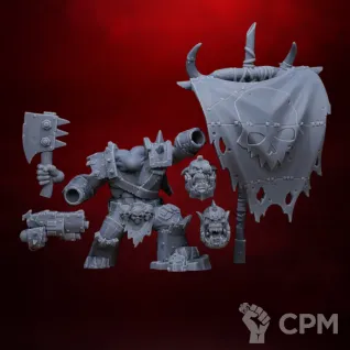 Описание картинки Orkaz Bearer Boss орк Warhammer 40k миниатюра для покраски, база 50 мм в комплекте от 3DSprint по цене 700руб | Свободный Рынок Миниатюр - СРМ