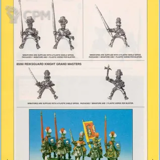 Описание картинки Рейксгарды знаменосцы  / Reiksguard Knight Standard Bearer от Red Ember по цене 4 000руб | Свободный Рынок Миниатюр - СРМ