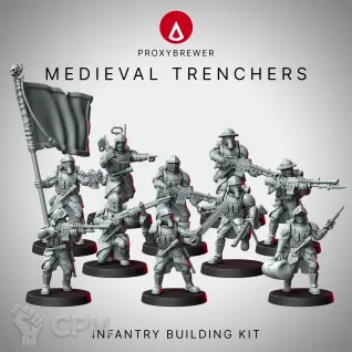 Описание картинки Medieval Trenchers Squad от PocketSized Prints по цене 1 600руб | Свободный Рынок Миниатюр - СРМ
