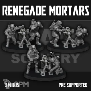 Описание картинки Renegade Mortars от Manufactorum76 по цене 450руб | Свободный Рынок Миниатюр - СРМ