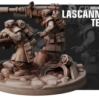 Описание картинки Tallarn Desert Raiders Lascannon Team от Подземный человек по цене 320руб | Свободный Рынок Миниатюр - СРМ