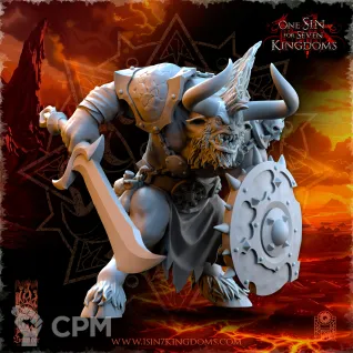 Описание картинки Minotaurs with Sword and Shield от Naggaroth Night по цене 500руб | Свободный Рынок Миниатюр - СРМ