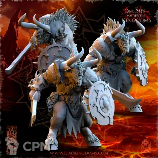 Описание картинки Minotaurs with Sword and Shield от Naggaroth Night по цене 500руб | Свободный Рынок Миниатюр - СРМ