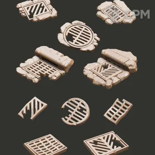Описание картинки Разрушенные решетки | Ruined Grates от Логово Каракатицы  по цене 210руб | Свободный Рынок Миниатюр - СРМ
