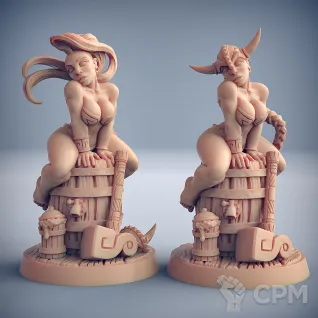 Описание картинки Fantasy Pin-up. Дварфийка на бочке от Подземный человек по цене 320руб | Свободный Рынок Миниатюр - СРМ