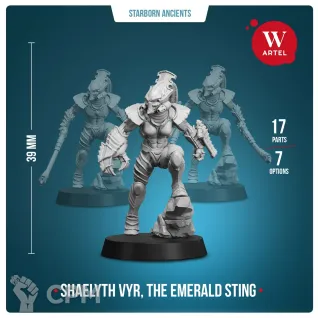 Описание картинки Миниатюра Shaelyth Vyr, the Emerald Sting от Артель W по цене 1 350руб | Свободный Рынок Миниатюр - СРМ