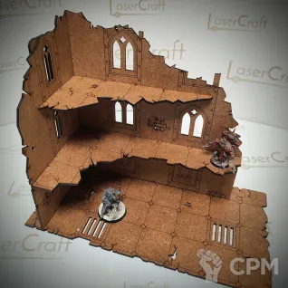 Описание картинки Руина WH40k 9х5х9,5 с платформой закр. 1 этаж от StudioOtolega по цене 550руб | Свободный Рынок Миниатюр - СРМ