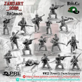 Описание картинки WWII French Paratroopers от 3DPrintClub по цене 95руб | Свободный Рынок Миниатюр - СРМ