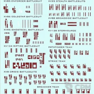 Описание картинки Tau Empire Decails (Декали армии Тау) от Shadowsunwaifu по цене 300руб | Свободный Рынок Миниатюр - СРМ
