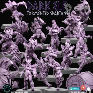 Описание картинки Dark Elf - Tormented Spartans от 3Д-Печка по цене 2 500руб | Свободный Рынок Миниатюр - СРМ