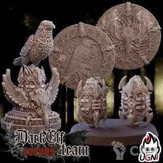 Описание картинки Dark Elf Team - Corvus от 3Д-Печка по цене 2 500руб | Свободный Рынок Миниатюр - СРМ