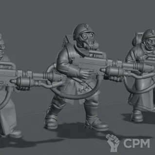 Описание картинки Огнеметчики Вальхалльских Ледяных Воинов Valhallan Ice Warriors от Подземный человек по цене 410руб | Свободный Рынок Миниатюр - СРМ