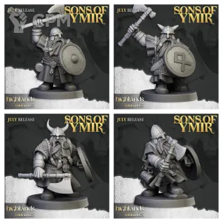 Описание картинки Dwarfs Warriors Unit от 3DPrintClub по цене 100руб | Свободный Рынок Миниатюр - СРМ