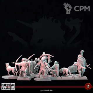 Описание картинки Средневековые егеря/лучники от PocketSized Prints по цене 1 100руб | Свободный Рынок Миниатюр - СРМ