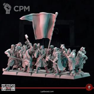 Описание картинки Last Sword Wolf Knights on Foot от PocketSized Prints по цене 1 750руб | Свободный Рынок Миниатюр - СРМ
