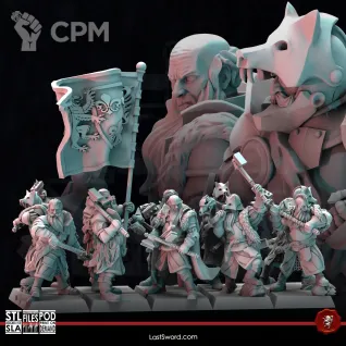Описание картинки Last Sword Wolf Knights on Foot от PocketSized Prints по цене 1 750руб | Свободный Рынок Миниатюр - СРМ