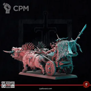 Описание картинки Beastmen Goreboard Chariots от Manufactorum76 по цене 2 500руб | Свободный Рынок Миниатюр - СРМ