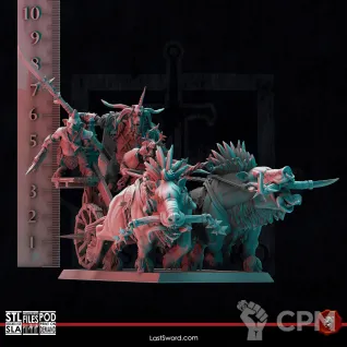 Описание картинки Beastmen Goreboard Chariots от Manufactorum76 по цене 2 500руб | Свободный Рынок Миниатюр - СРМ