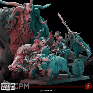 Описание картинки Beastmen Goreboard Chariots от Manufactorum76 по цене 2 500руб | Свободный Рынок Миниатюр - СРМ
