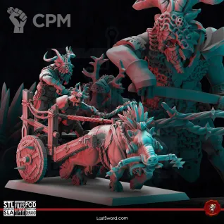 Описание картинки Beastmen Goreboard Chariots от Manufactorum76 по цене 2 500руб | Свободный Рынок Миниатюр - СРМ