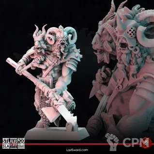 Описание картинки Beastmen Mutant Warlord от 3Д-Печка по цене 250руб | Свободный Рынок Миниатюр - СРМ