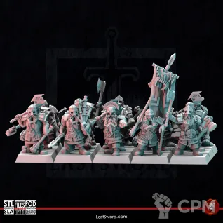 Описание картинки Dwarves Clan Warriors от Recruiter по цене 1 400руб | Свободный Рынок Миниатюр - СРМ