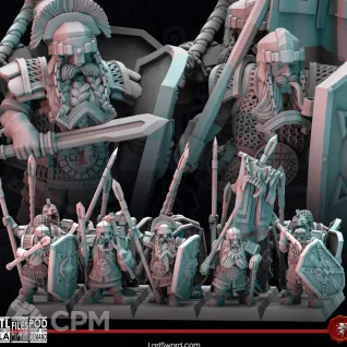 Описание картинки Dwarves Clan Warriors от Recruiter по цене 1 400руб | Свободный Рынок Миниатюр - СРМ