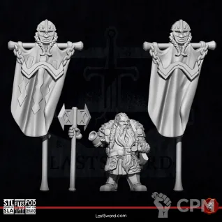 Описание картинки Dwarf Army Bearer от 3Д-Печка по цене 250руб | Свободный Рынок Миниатюр - СРМ