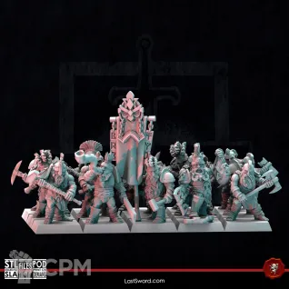 Описание картинки Dwarves Berserkers от Recruiter по цене 1 400руб | Свободный Рынок Миниатюр - СРМ