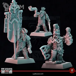 Описание картинки Dwarves Berserkers от Recruiter по цене 1 400руб | Свободный Рынок Миниатюр - СРМ
