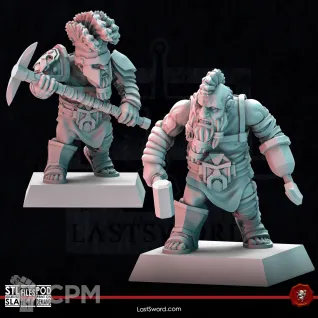 Описание картинки Dwarves Berserkers от Recruiter по цене 1 400руб | Свободный Рынок Миниатюр - СРМ