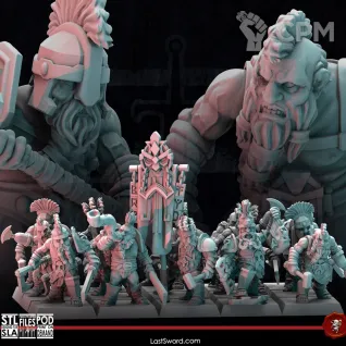 Описание картинки Dwarves Berserkers от Recruiter по цене 1 400руб | Свободный Рынок Миниатюр - СРМ