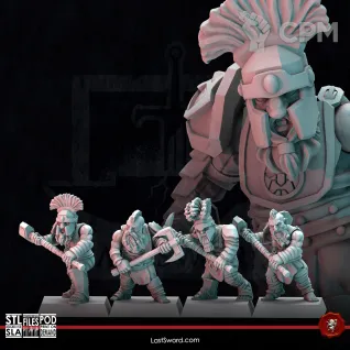 Описание картинки Dwarves Berserkers от Recruiter по цене 1 400руб | Свободный Рынок Миниатюр - СРМ