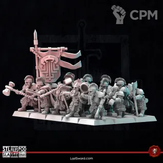 Описание картинки Dwarves Royal Guard от Recruiter по цене 1 400руб | Свободный Рынок Миниатюр - СРМ