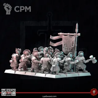 Описание картинки Dwarves Royal Guard от Recruiter по цене 1 400руб | Свободный Рынок Миниатюр - СРМ